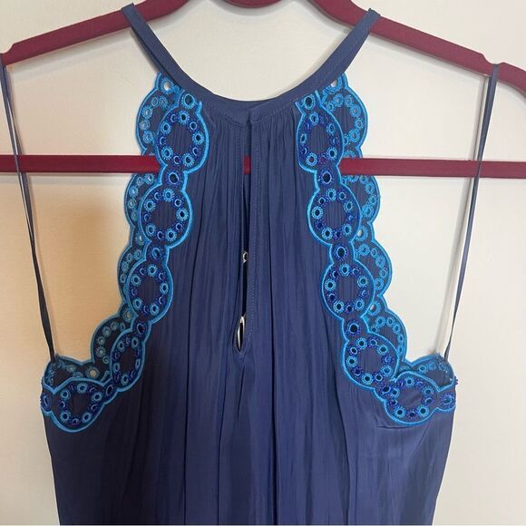 Ramy Brooke BAILEY HIGH NECK MINI DRESS IN SPRING NAVY XXS NWT - Picture 5 of 11